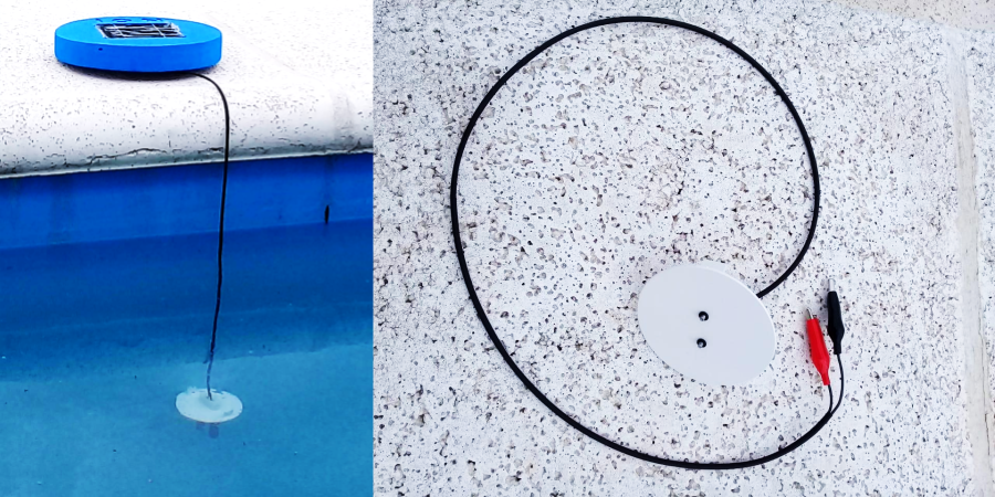 Accesorio para utilizar el ionizador solar con cobertor de piscina